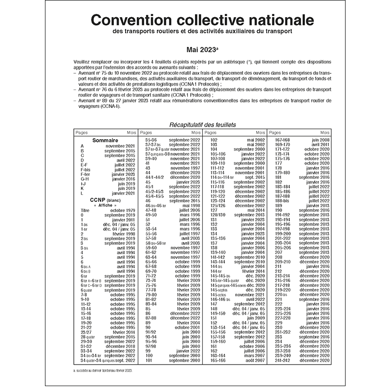 Abonnement Annuel Convention collective des transports routiers Version papier (uniquement nouvel abonnement )