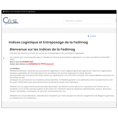 Abonnement d'1 an aux indices logistique et entreposage de la Fedimag version Internet