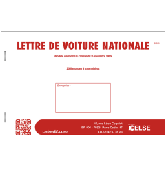Lettre de voiture nationale vierge -   25 liasses en 4 ex.