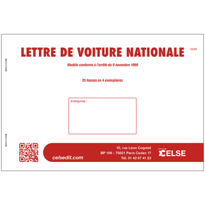 Lettre de voiture nationale vierge -   25 liasses en 4 ex.