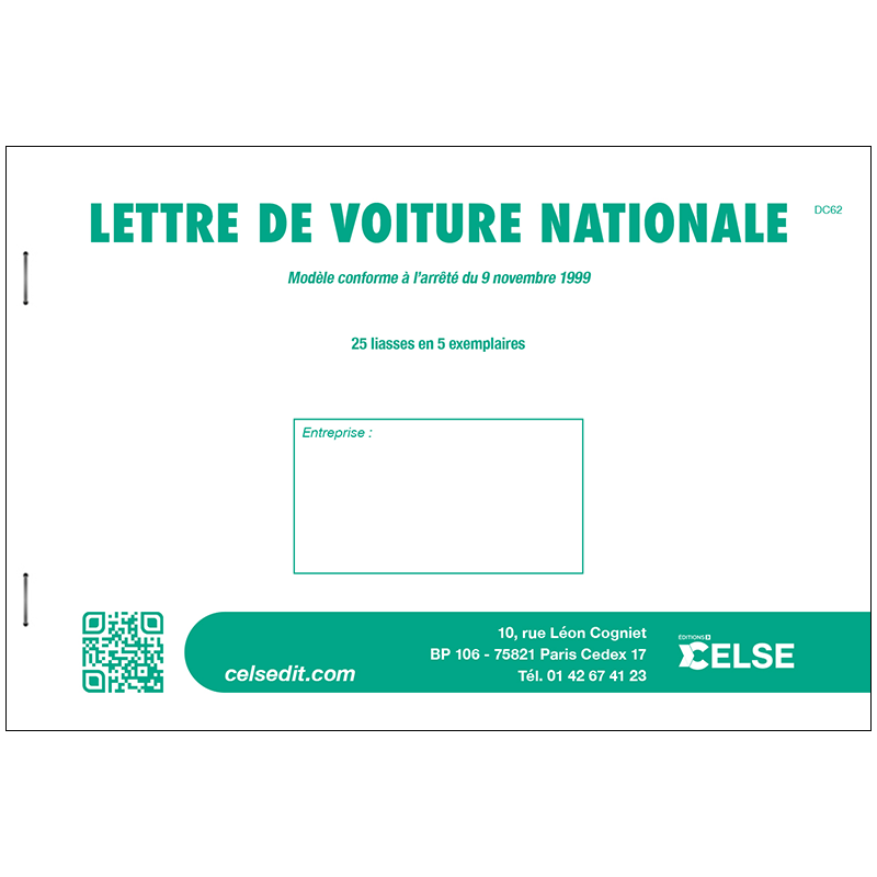 Lettre de voiture nationale vierge - 25 liasses en 5 ex. Lettre de voiture nationale vierge - 25 liasses en 5 ex.