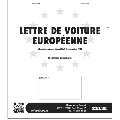 Lettre de voiture européenne vierge - 25 liasses en 4 ex