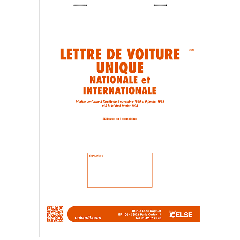 Lettre de voiture unique vierge  (nationale et internationale) - 25 liasses en 5 ex