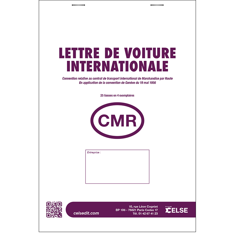 Lettre de voiture CMR vierge - 25 liasses en 4 ex